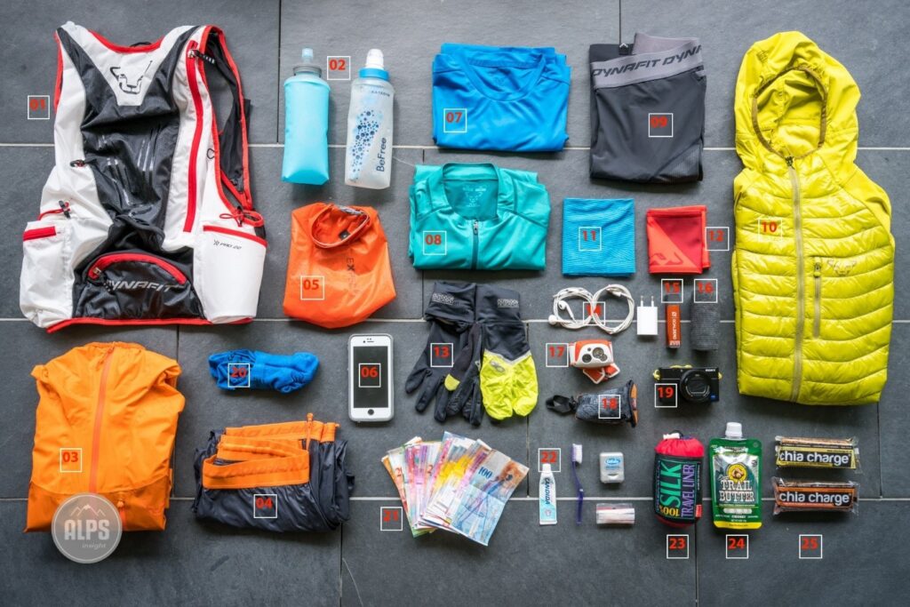 Trail Ultramarathon apparel includes all the clothes needed and part of the gears needed