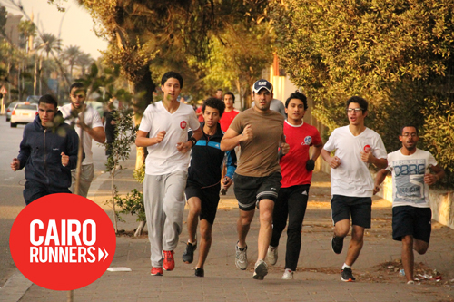 Group of runners, running in cairo with Cairo Runners 